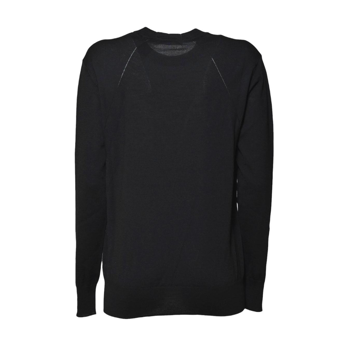 Pullover girocollo over in lana nera Jil Sander 