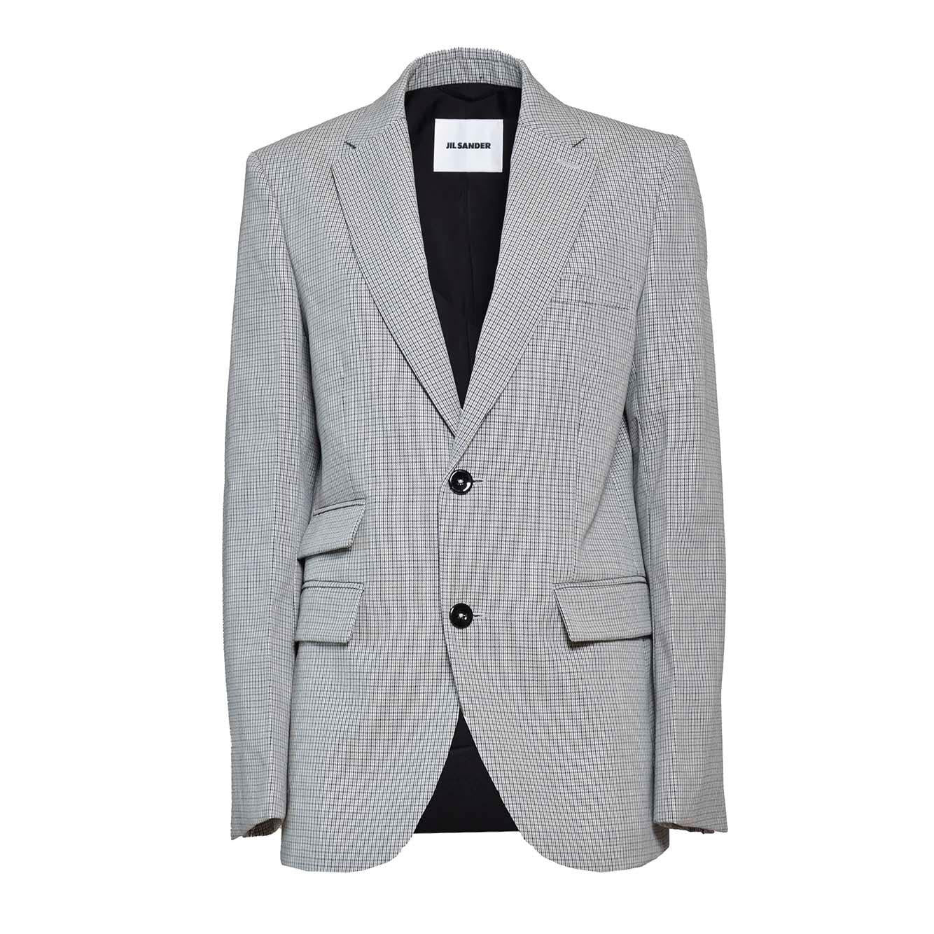 Giacca sartoriale in lana vergine a quadri grigio Jil Sander 