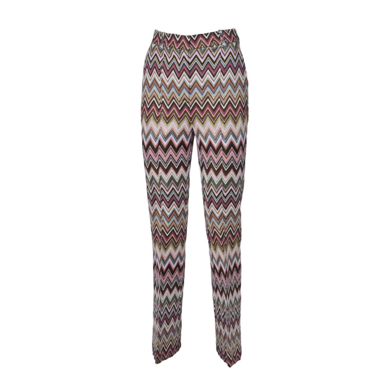 Pantalone crop in cotone e viscosa motivo zig zag rosa Missoni 