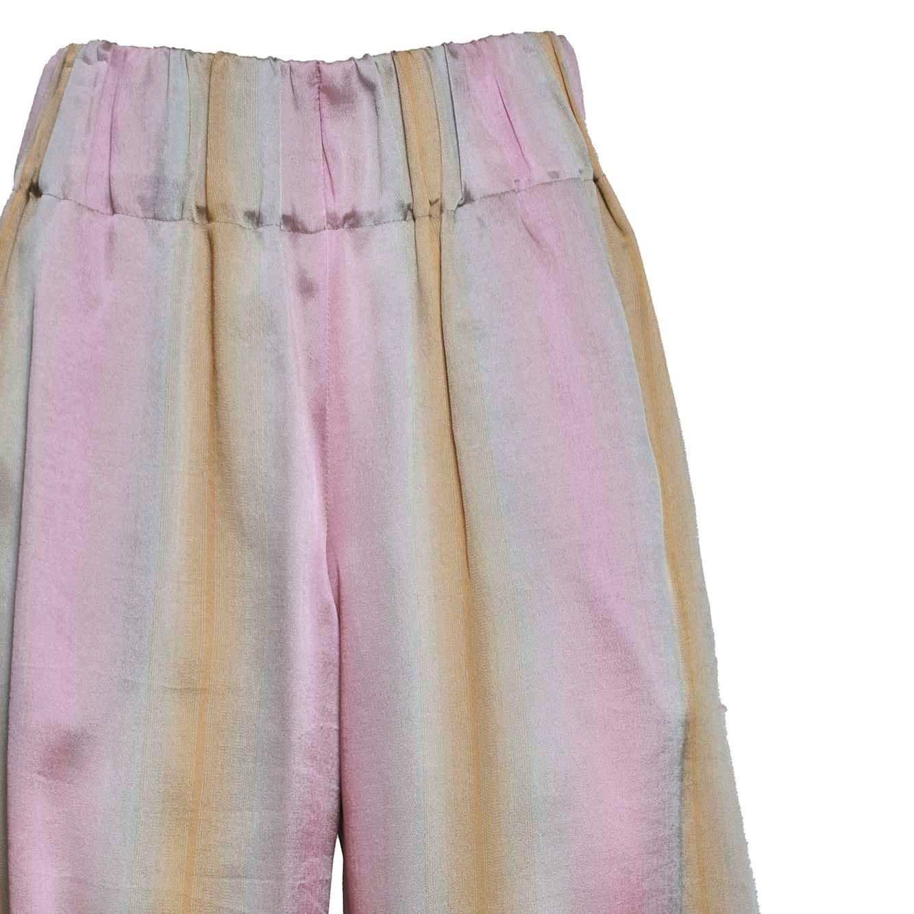 Pantalone ampio in saglia di viscosa e seta multicolore Aspesi 