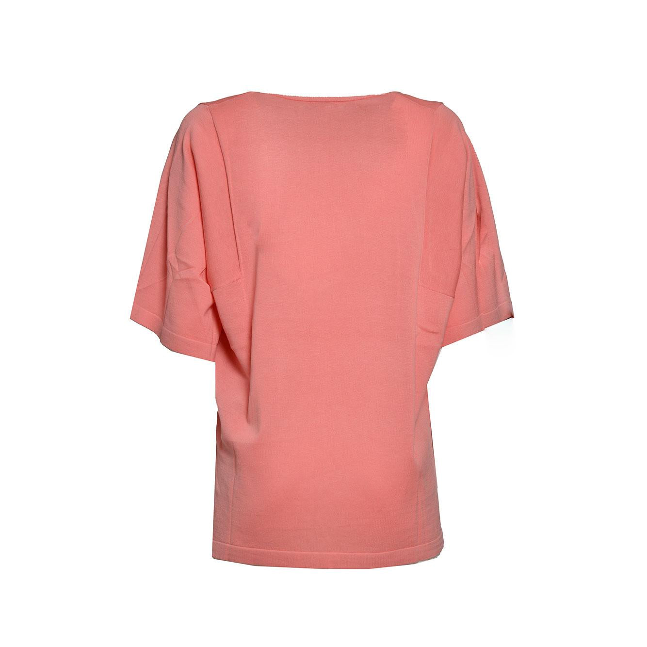 T-shirt in maglia di cotone e seta corallo Aspesi 