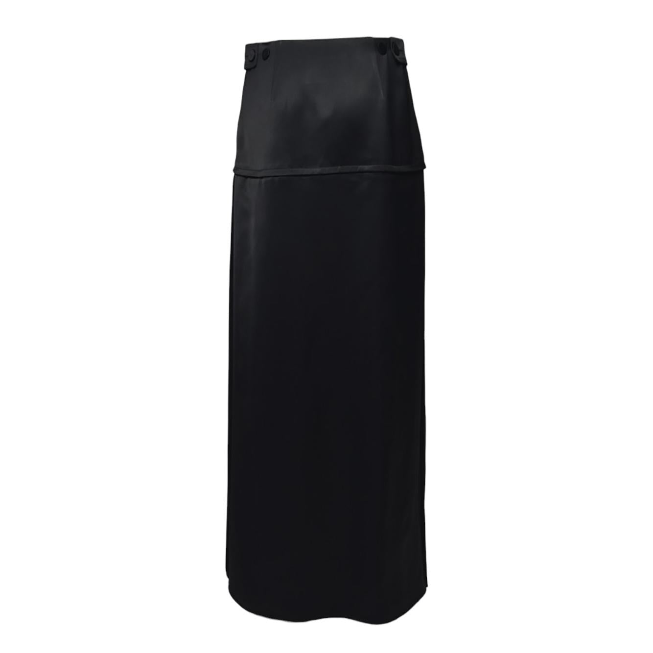 Gonna lunga in satin di viscosa nera Jil Sander 