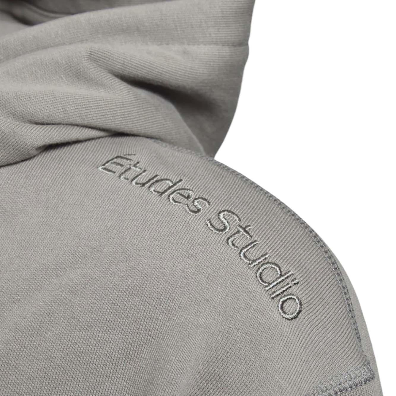 Felpa con cappuccio in cotone grigio con ricamo Etudes 