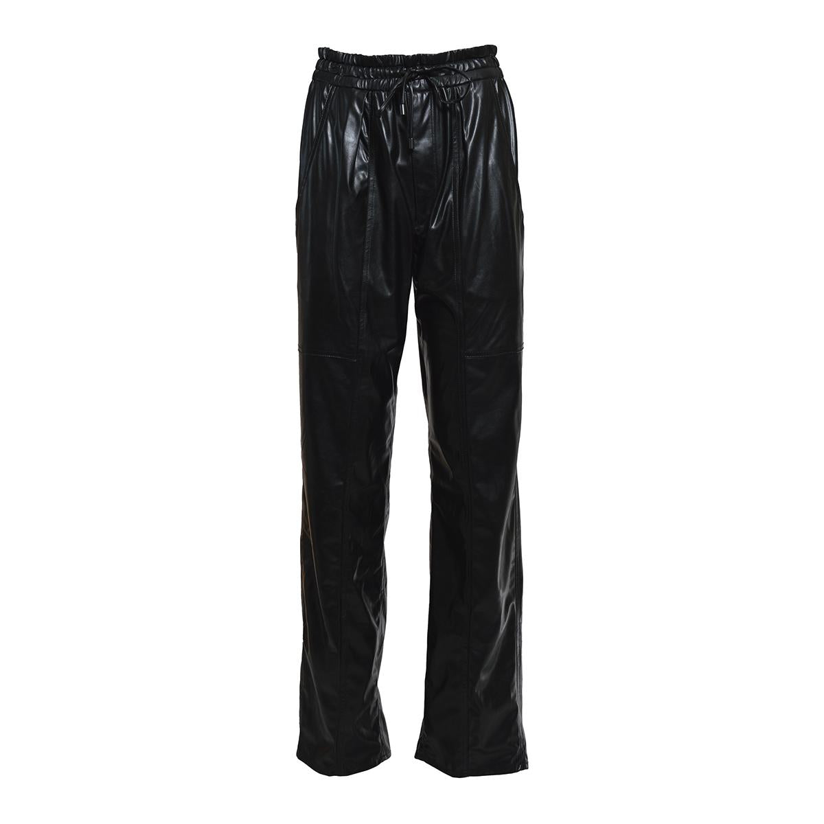Pantalone dritto Brina in similpelle nero Isabel Marant Etòile 
