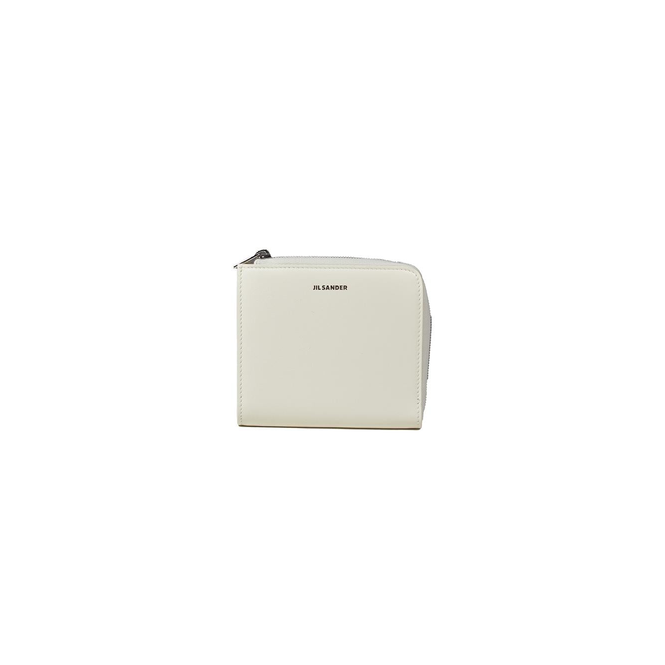 Portafoglio piccolo in pelle bianca con zip Jil Sander 