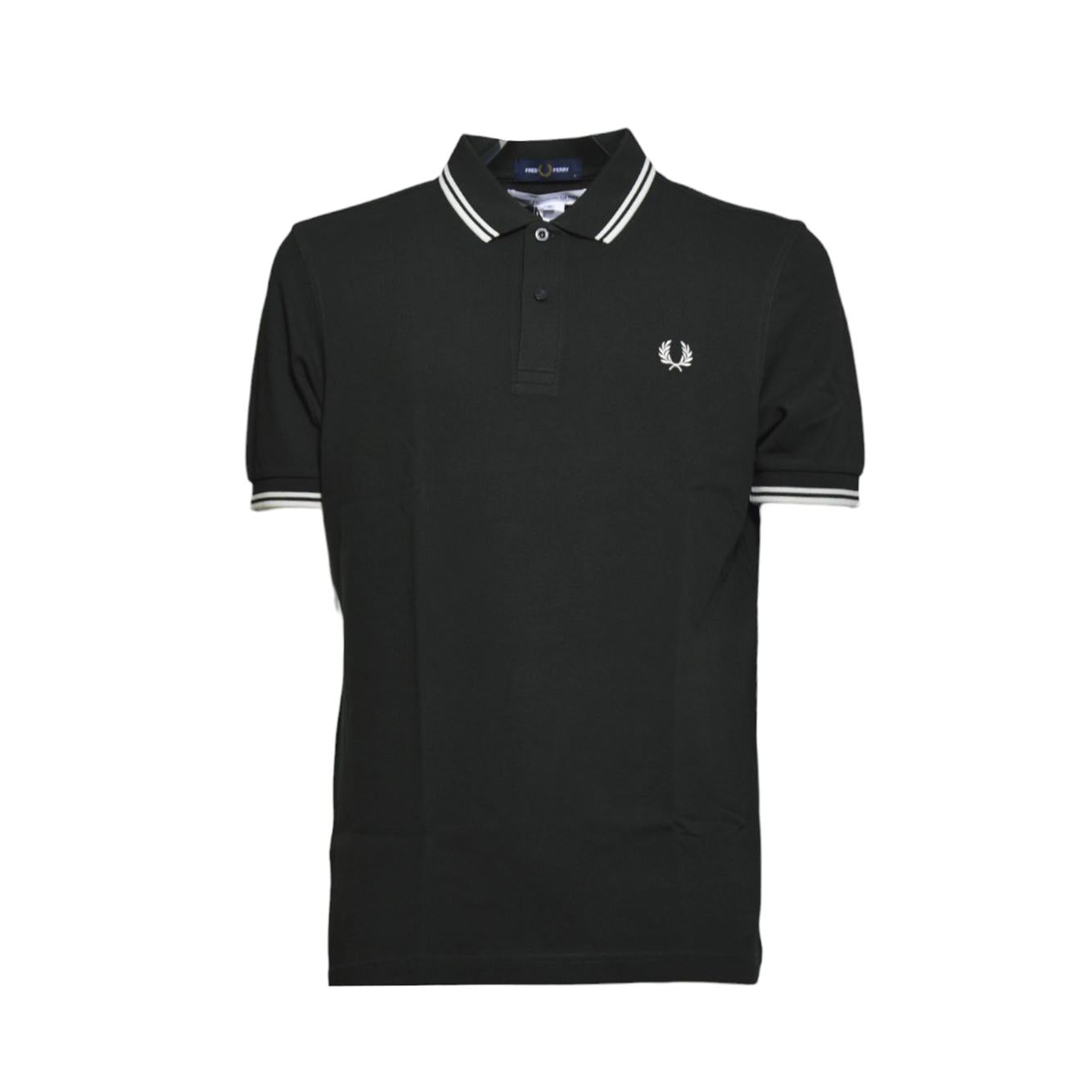 Polo in maglia di cotone verde scuro con righe Fred Perry x Comme des Garçons Shirt 