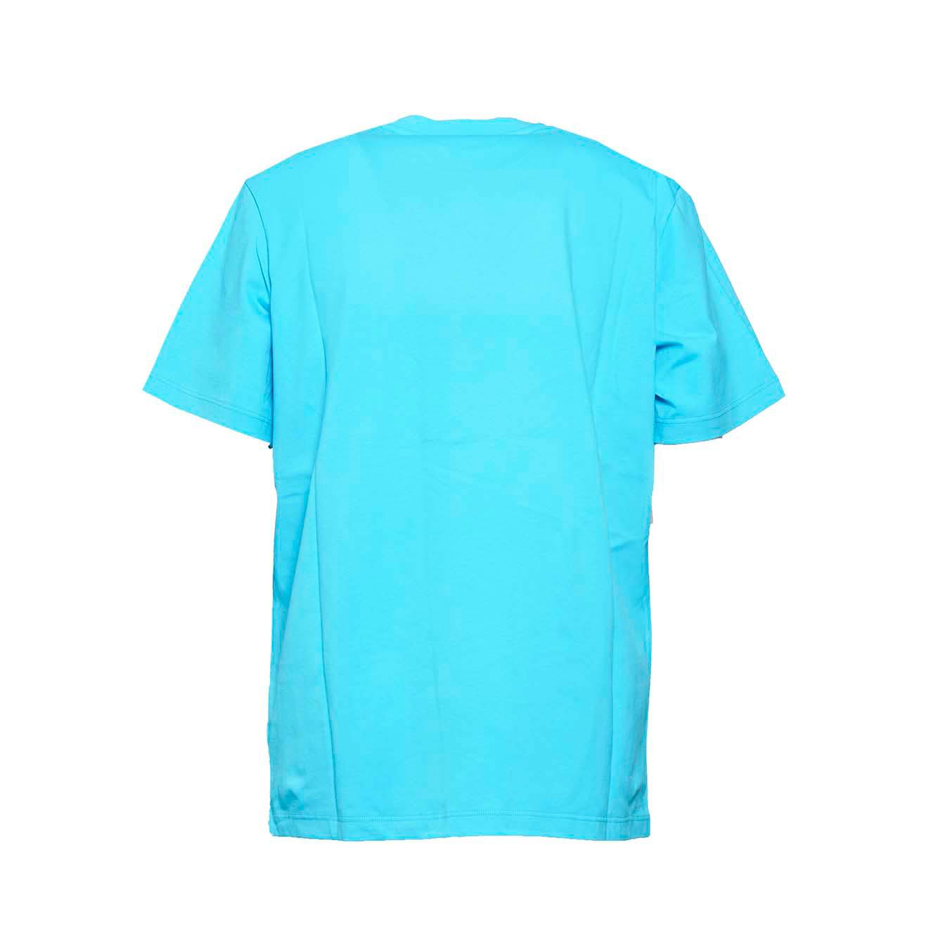 T-shirt in cotone azzurro stampa logo sul collo MSGM 