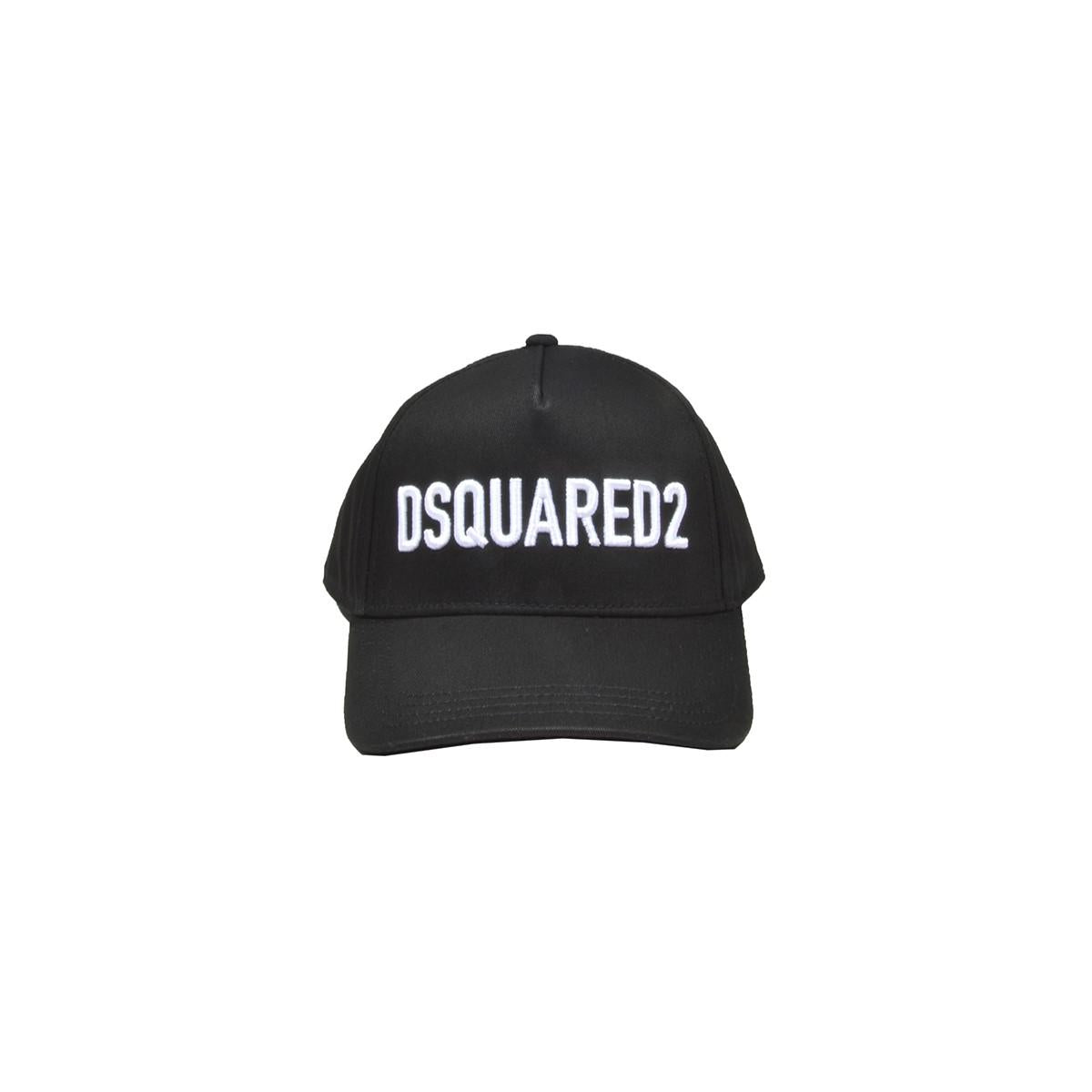 Cappello D2 in cotone nero con ricamo logo Dsquared2 Junior 