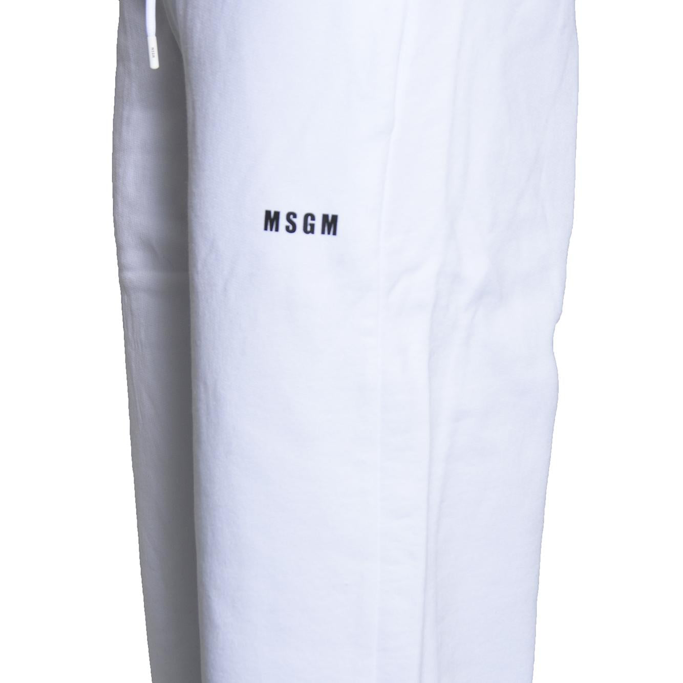 Pantalone in felpa di cotone nero con stampa logo MSGM 