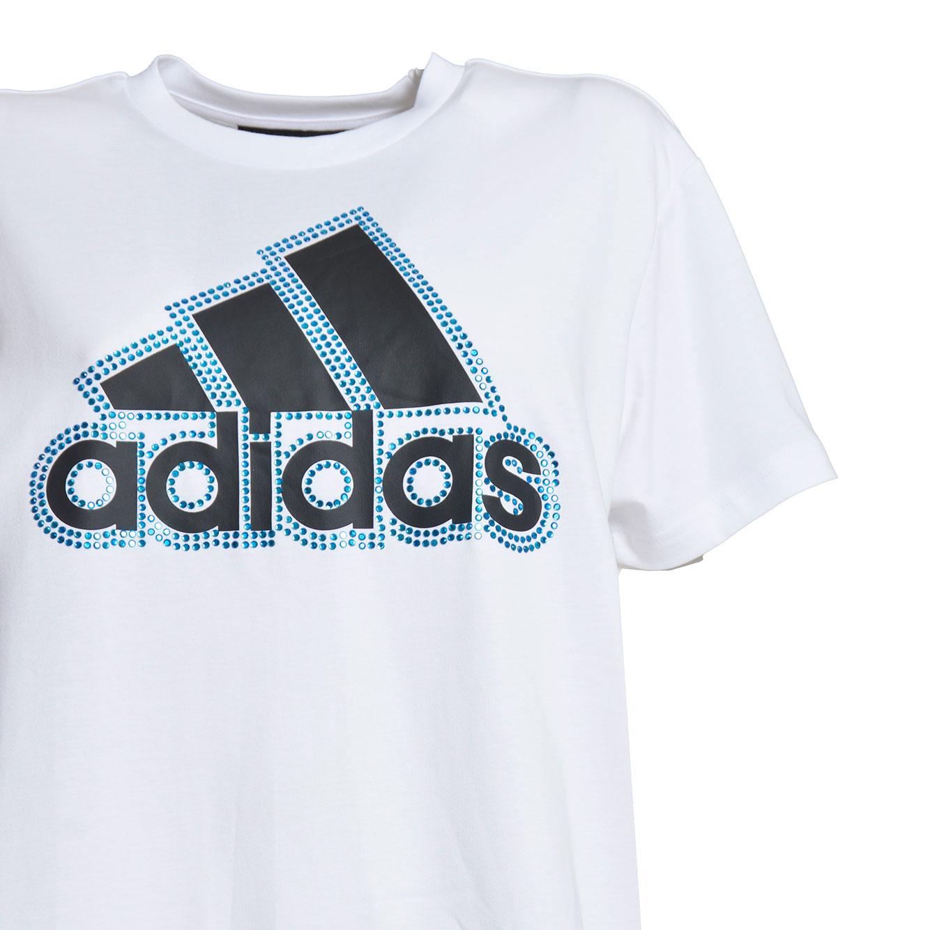 T-shirt in cotone bianco applicazioni swarovski Caban Romantic x Adidas 