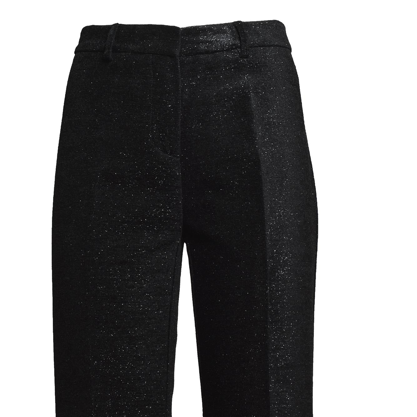 Pantalone svasato in viscosa nero filo lamè Etro 