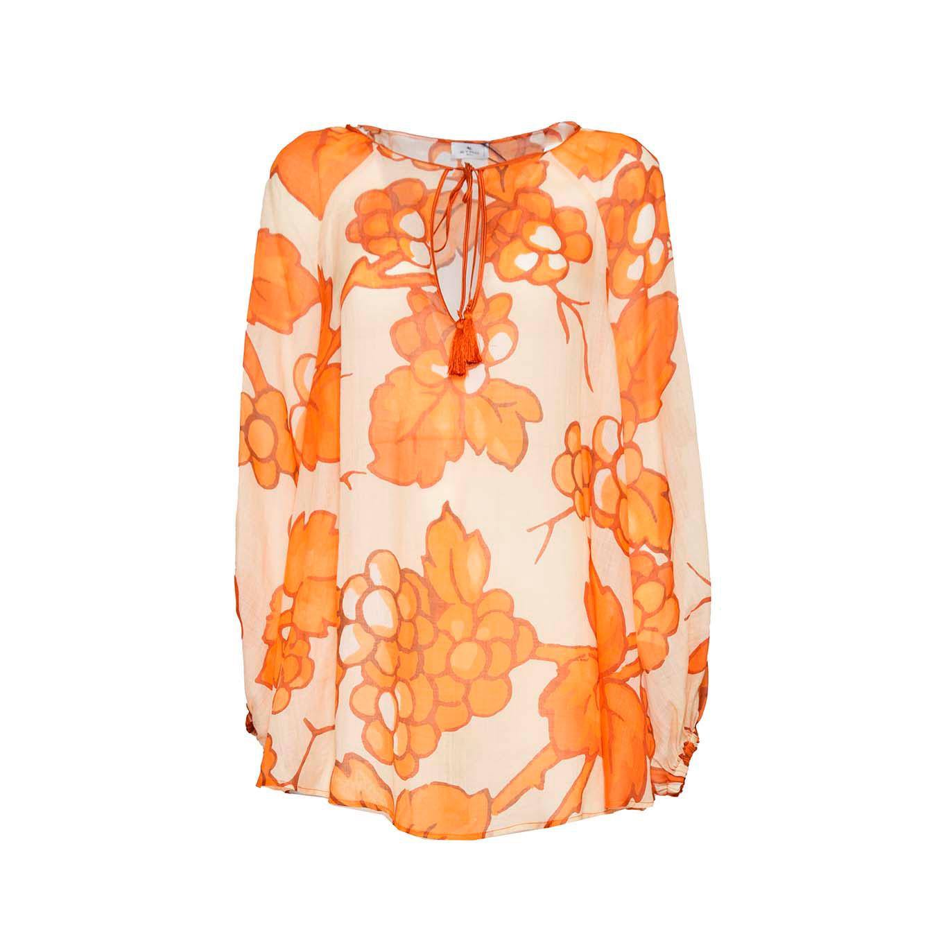 Blusa in ramia stampata arancione Etro 