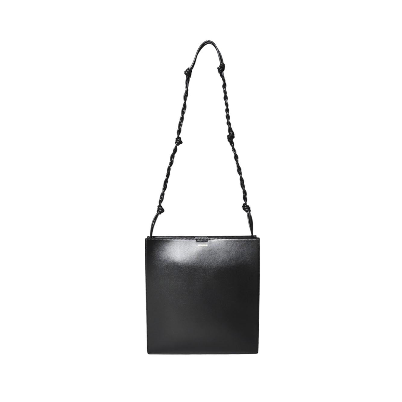 Borsa a spalla Tangle media in pelle nera Jil Sander 