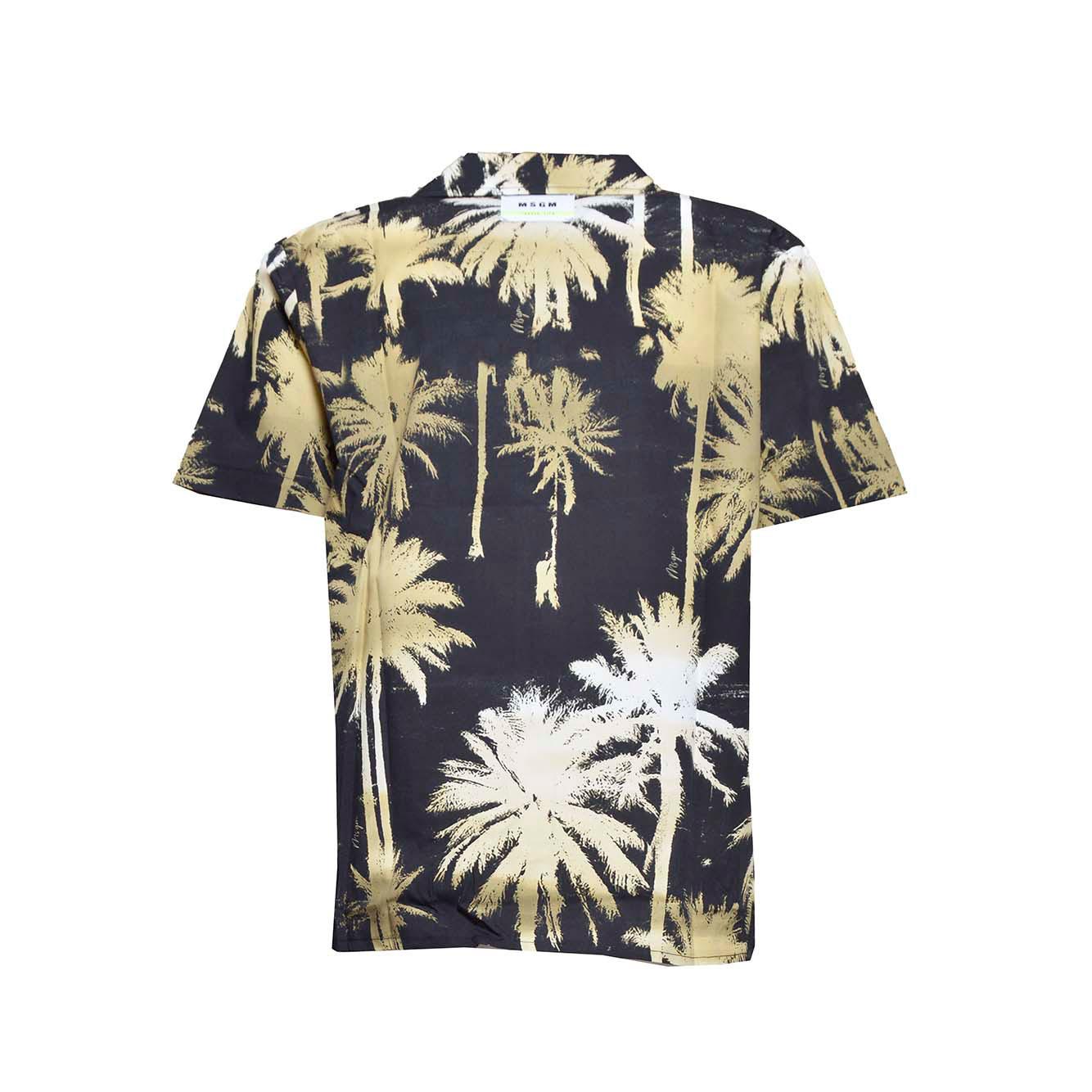 Camicia in cotone nero stampa palme MSGM Junior 