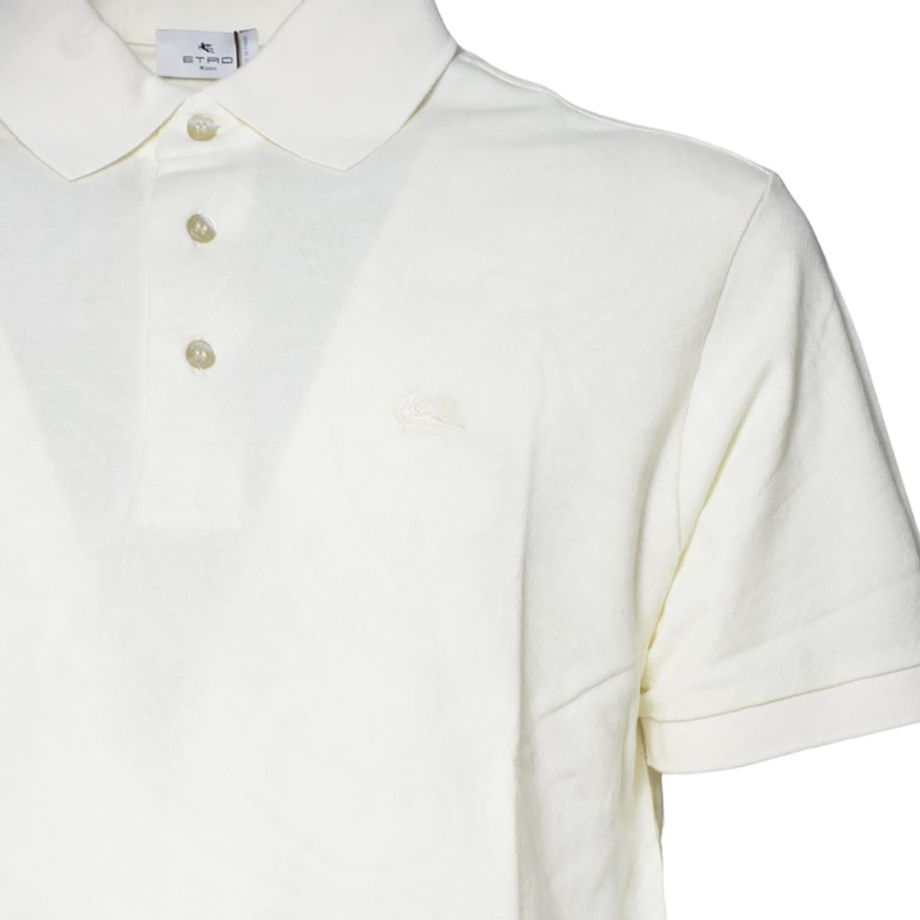 Polo in cotone crema jacquard Etro 