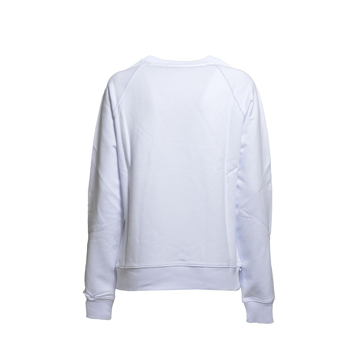 Felpa girocollo in cotone bianco stampa logo MSGM 
