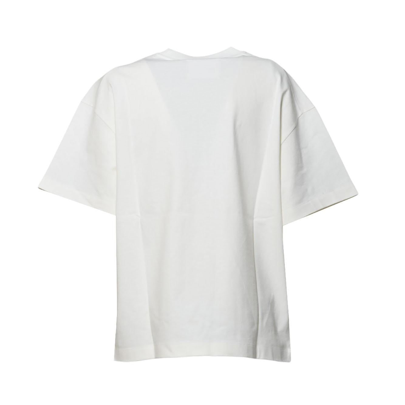 T-shirt in cotone panna con logo tono su tono Jil Sander 