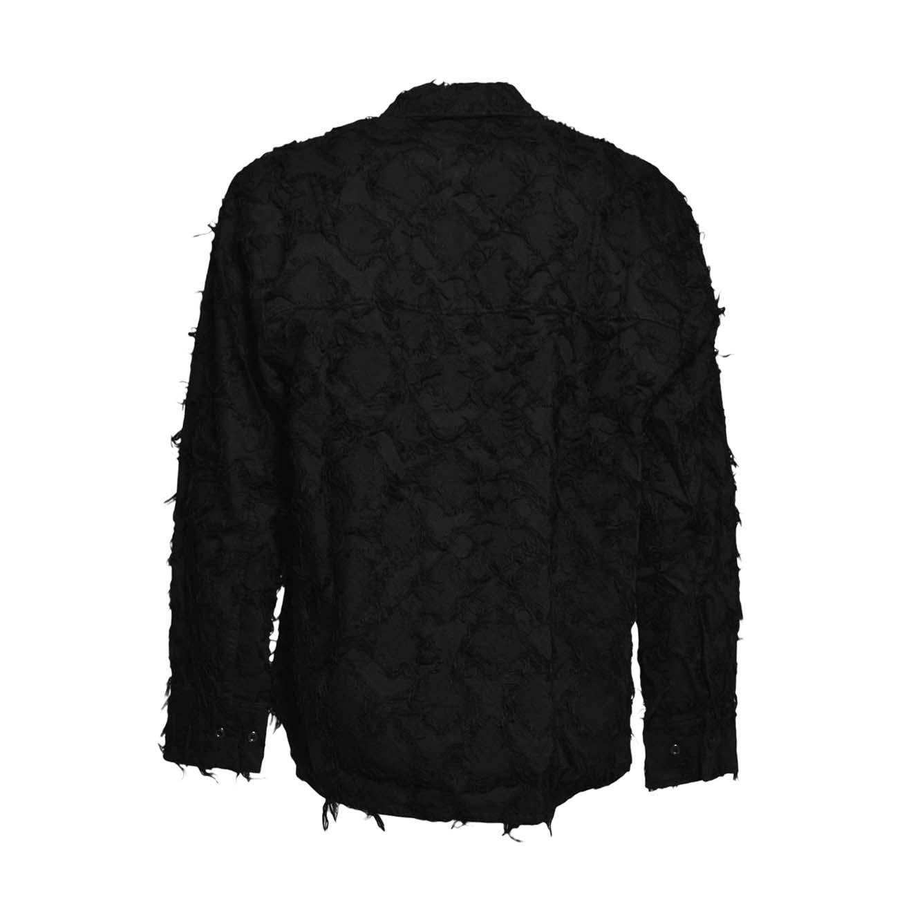 wes shirt fringed black twill 