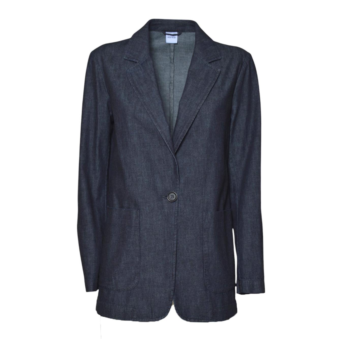 Giacca monopetto in denim blu Aspesi 