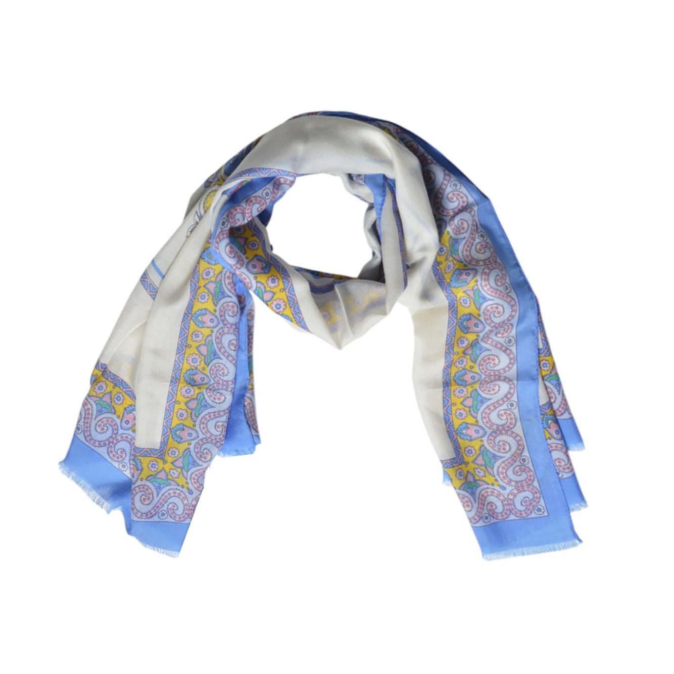 Sciarpa garzata in cashmere e seta stampa medaglioni Paisley Etro 