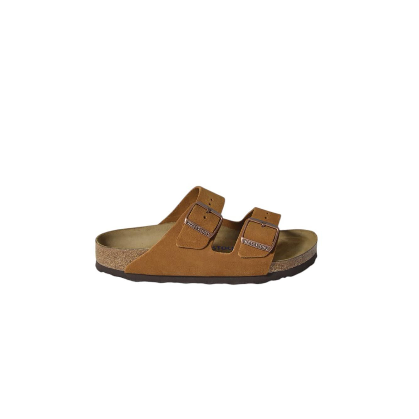 Sandali Arizona in pelle scamociata Mink castoro Birkenstock 