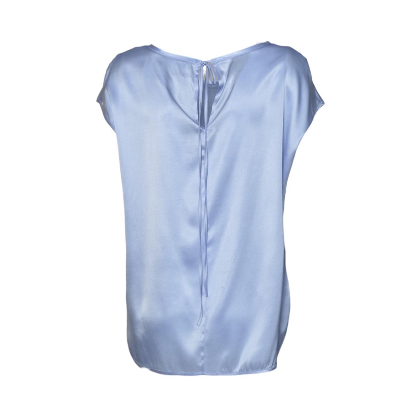 Top scollo posteriore in raso azzurro Solotre 