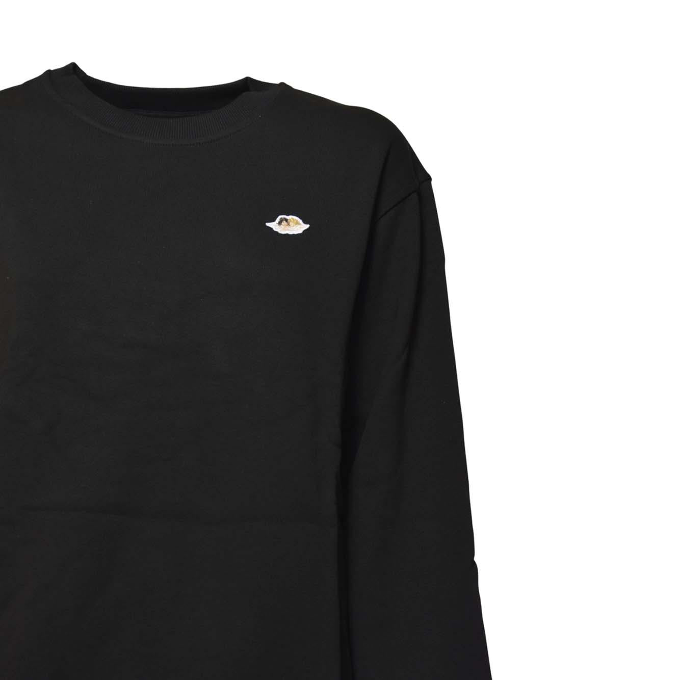 women's black angel patch regular fit crewneck sweatshirt 