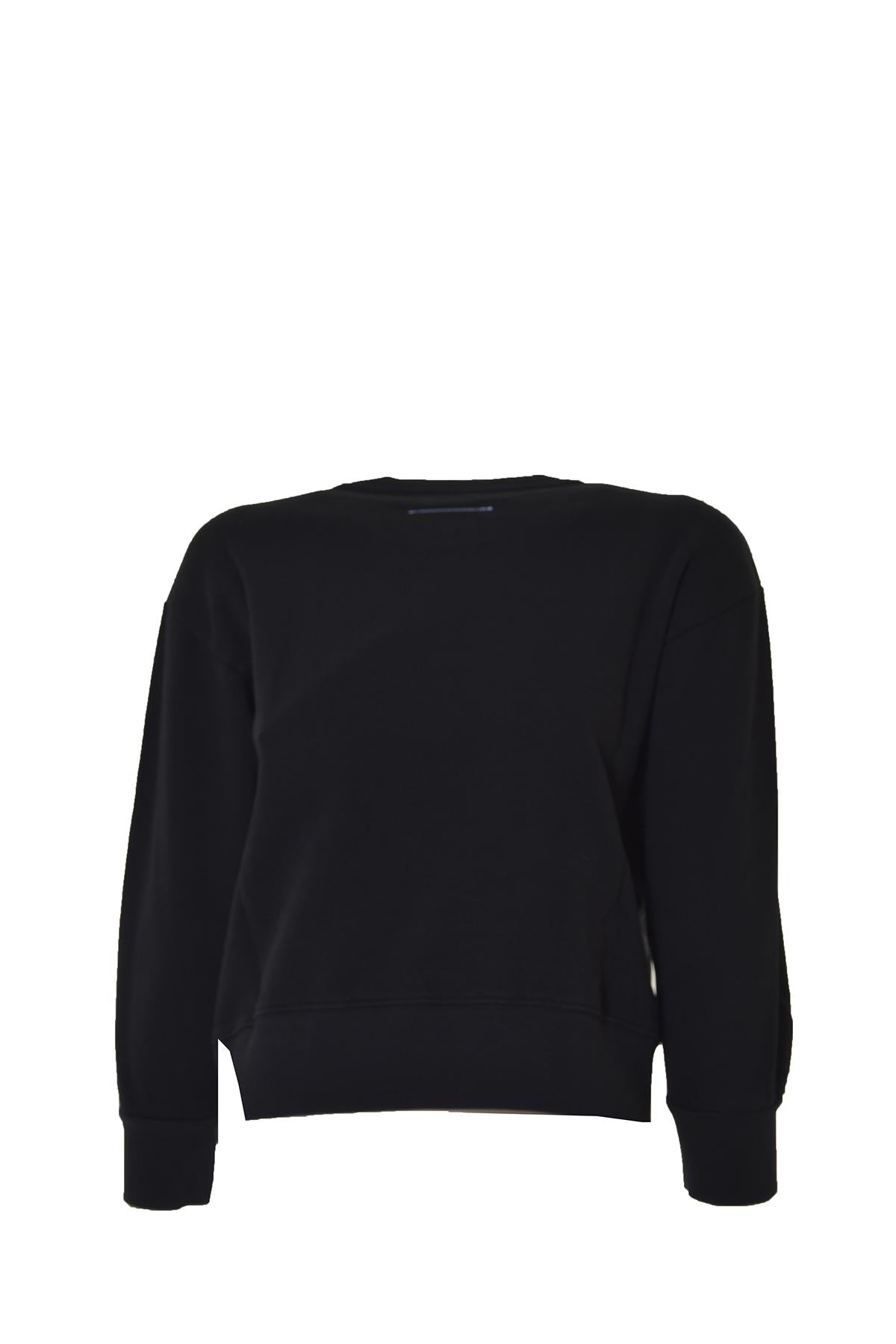 Felpa girocollo in cotone nero stampa logo MM6 Maison Margiela Junior 