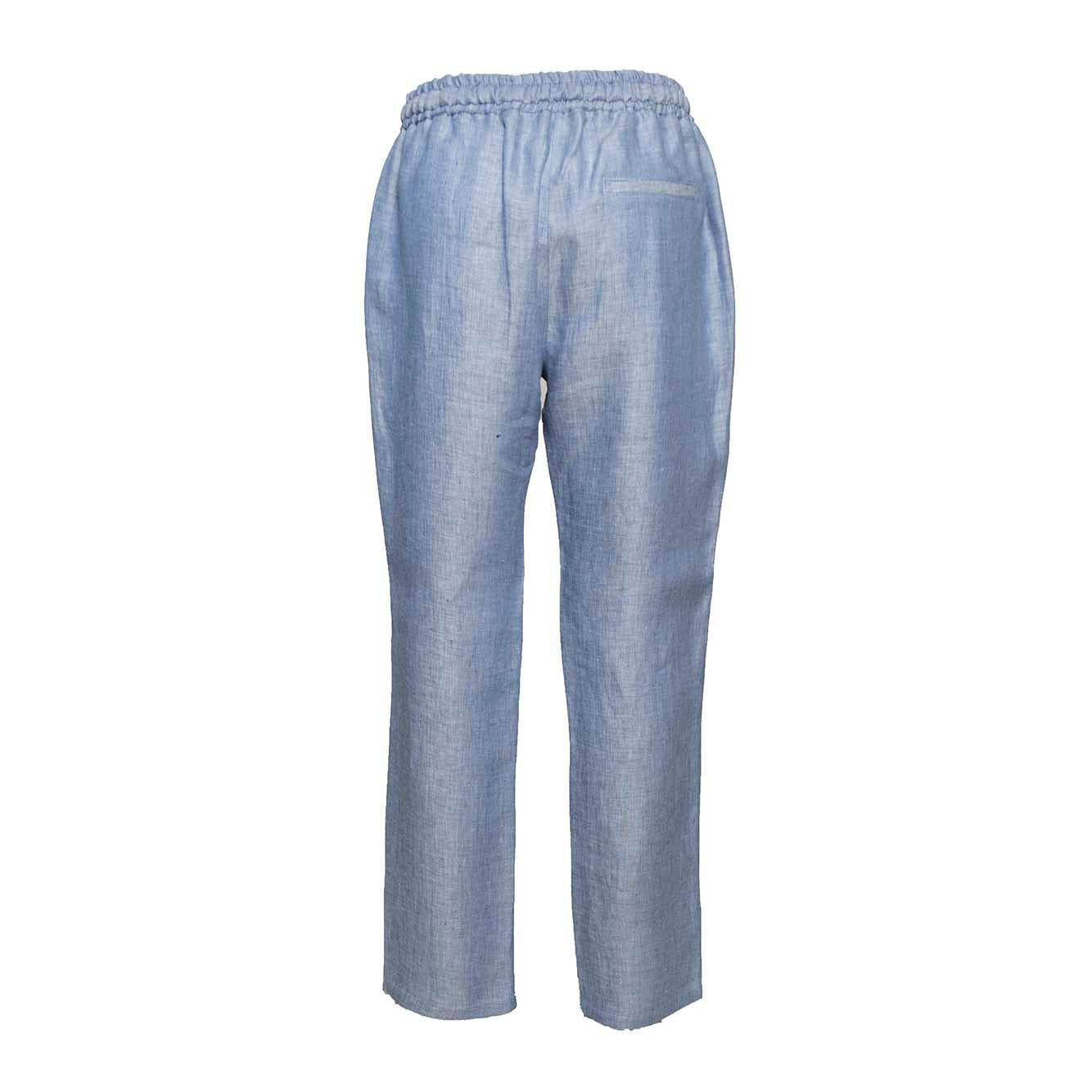 Pantalone Joke dritto in lino azzurro Barba 