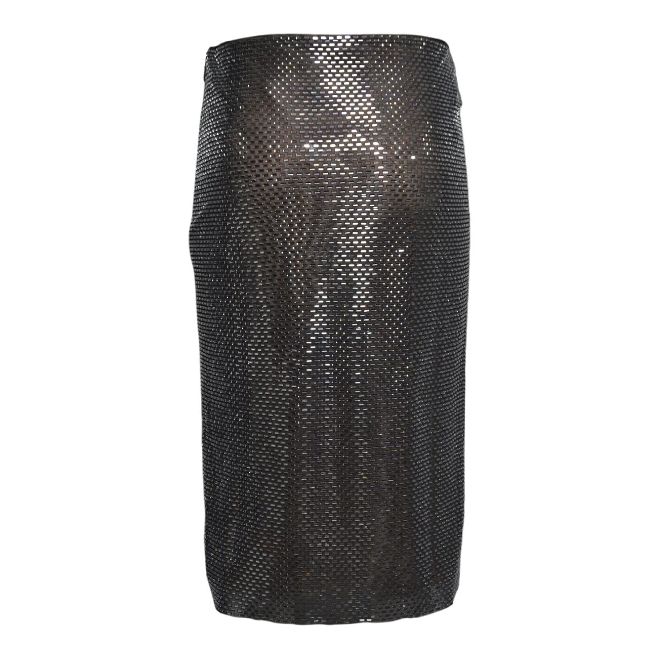 gunmetal rhinestone midi skirt 