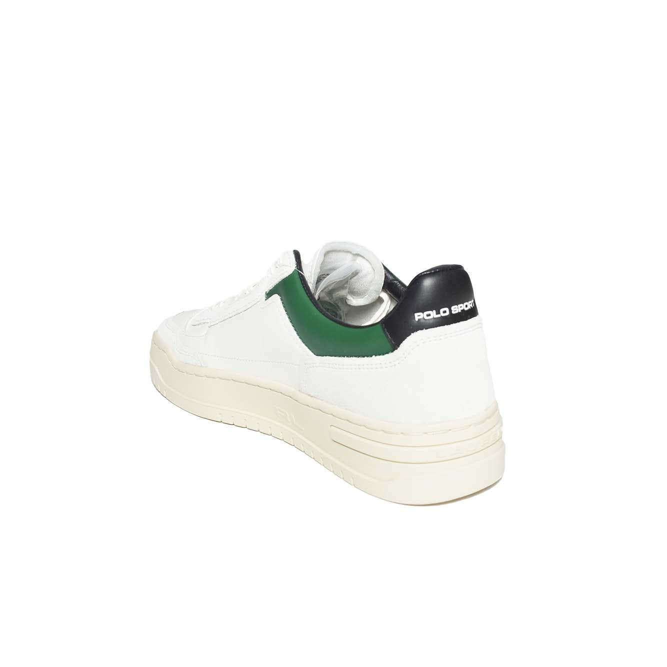 Sneakers PS300 in pelle bianca e verde Ralph Lauren 