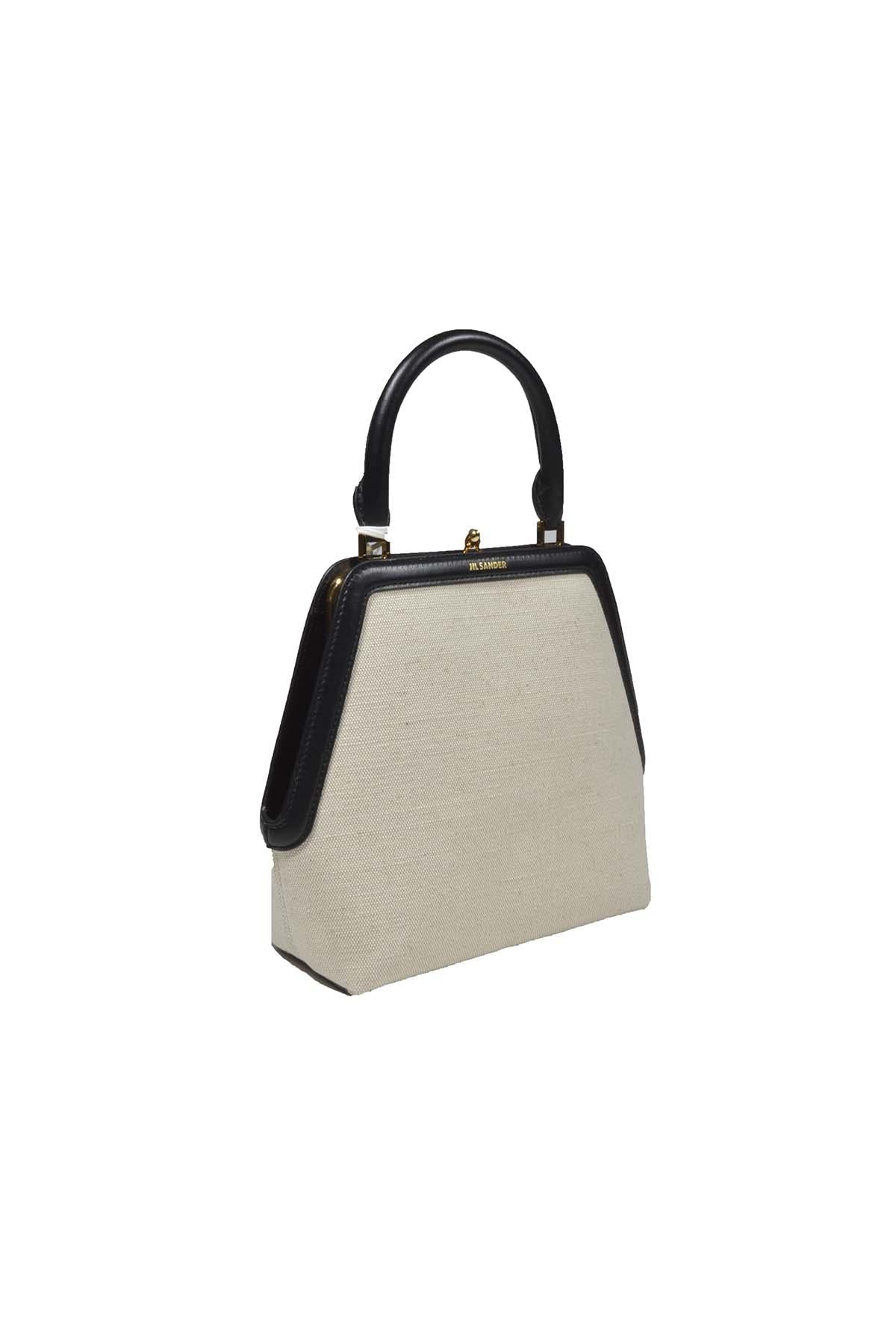 Borsa a mano Goji Square in tela beige Jil Sander 