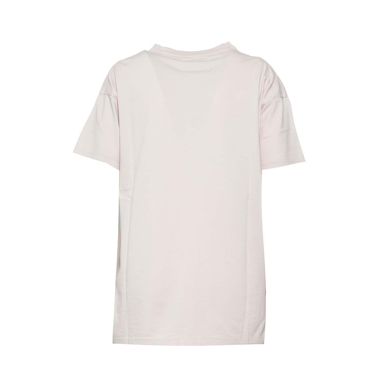 T-shirt in cotone rosa con logo inverso Maison Margiela 