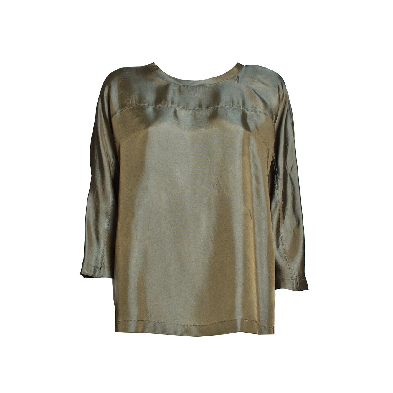 Blusa in saglia di viscosa verde militare Aspesi 