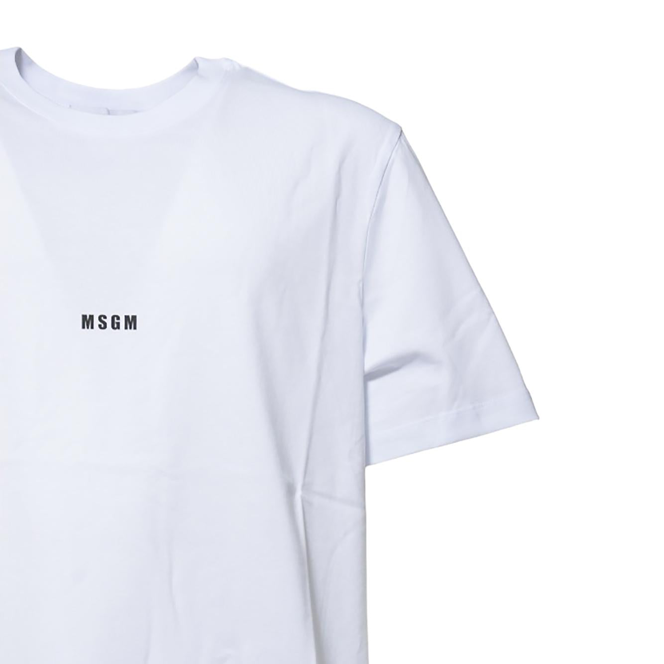 T-shirt in cotone bianco con stampa mini logo MSGM 