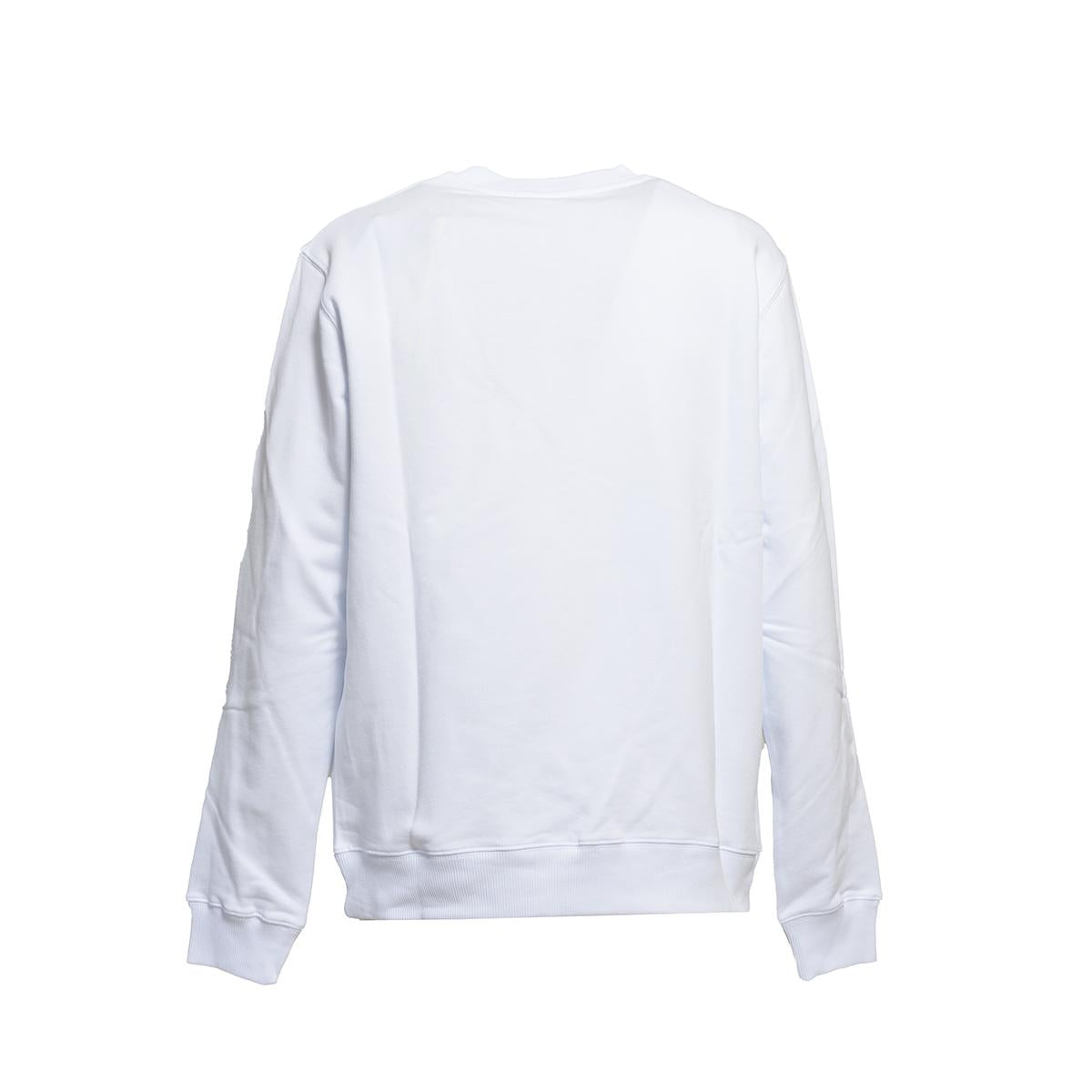 Felpa girocollo in cotone bianco con stampa logo MSGM 