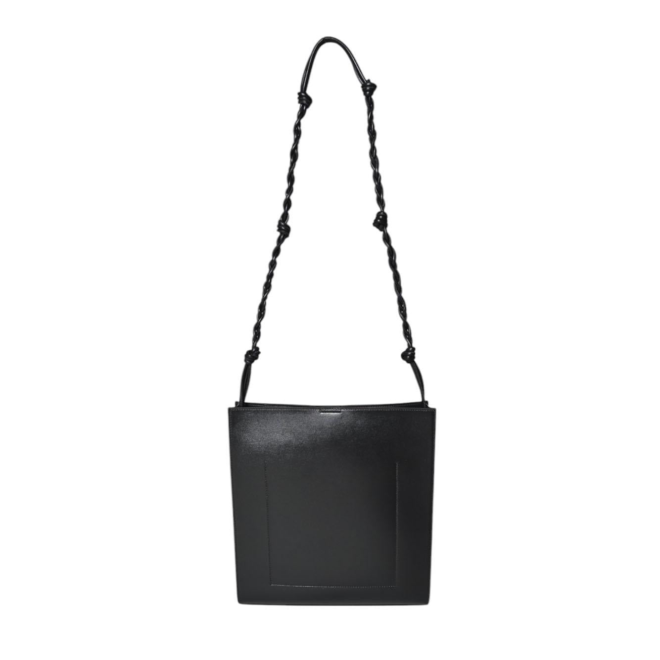 Borsa a spalla Tangle media in pelle nera Jil Sander 