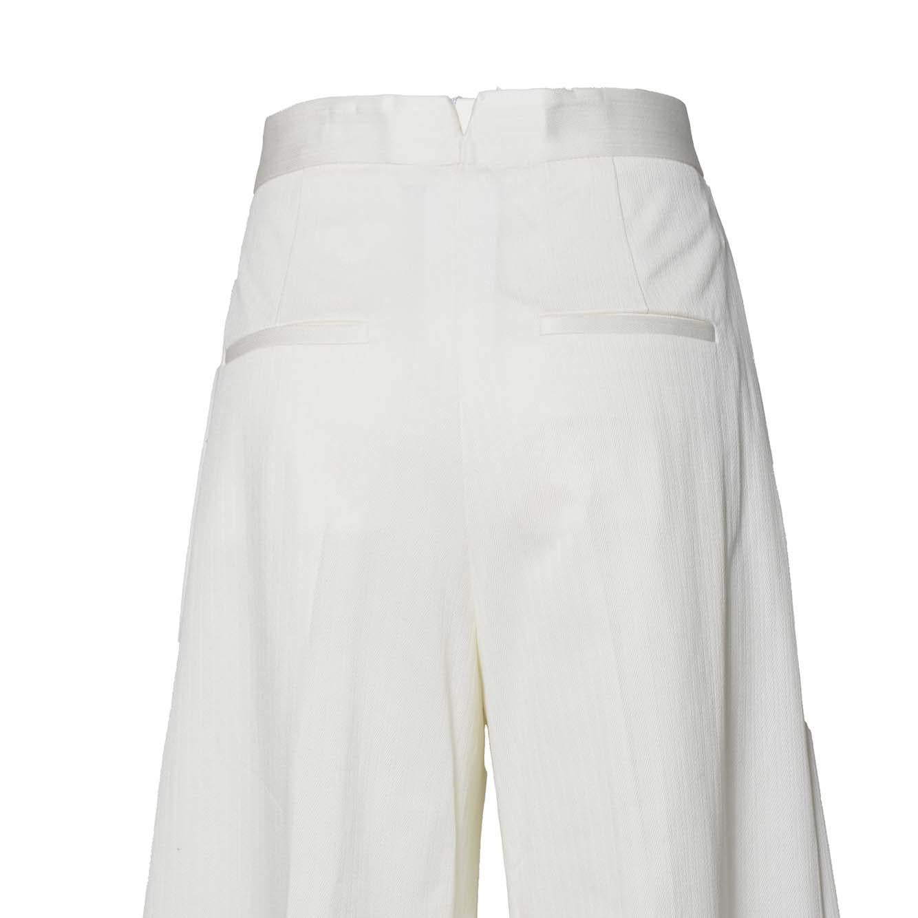 Pantalone Chenzia ampio in cotone jacquard gessato bianco Max Mara 