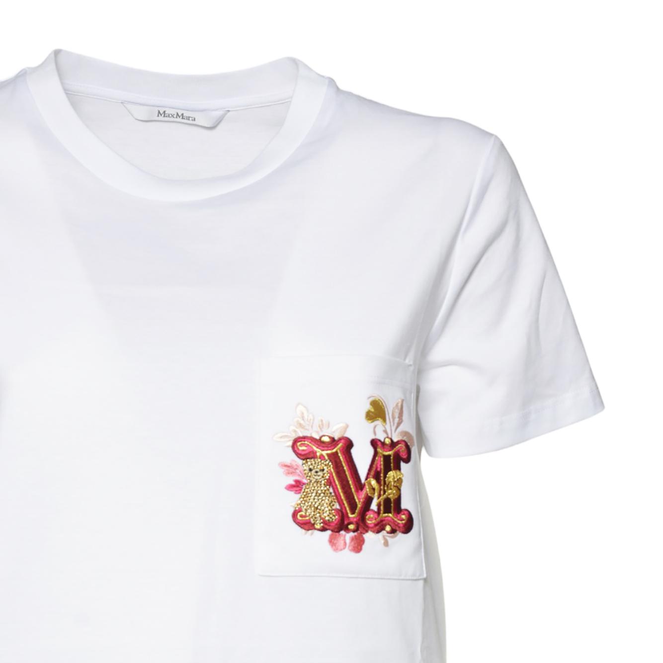 T-shirt Nunzio in cotone bianco con ricamo sul taschino Max Mara 