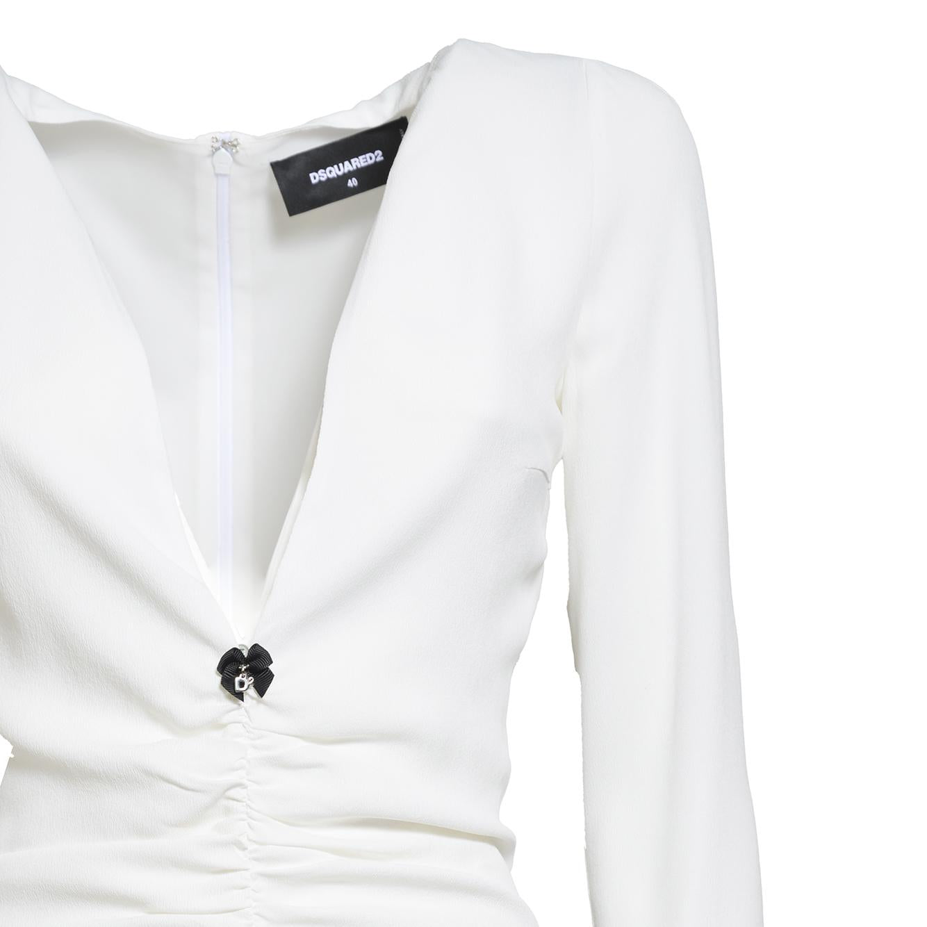 Abito corto Gathered in seta bianco Dsquared2 
