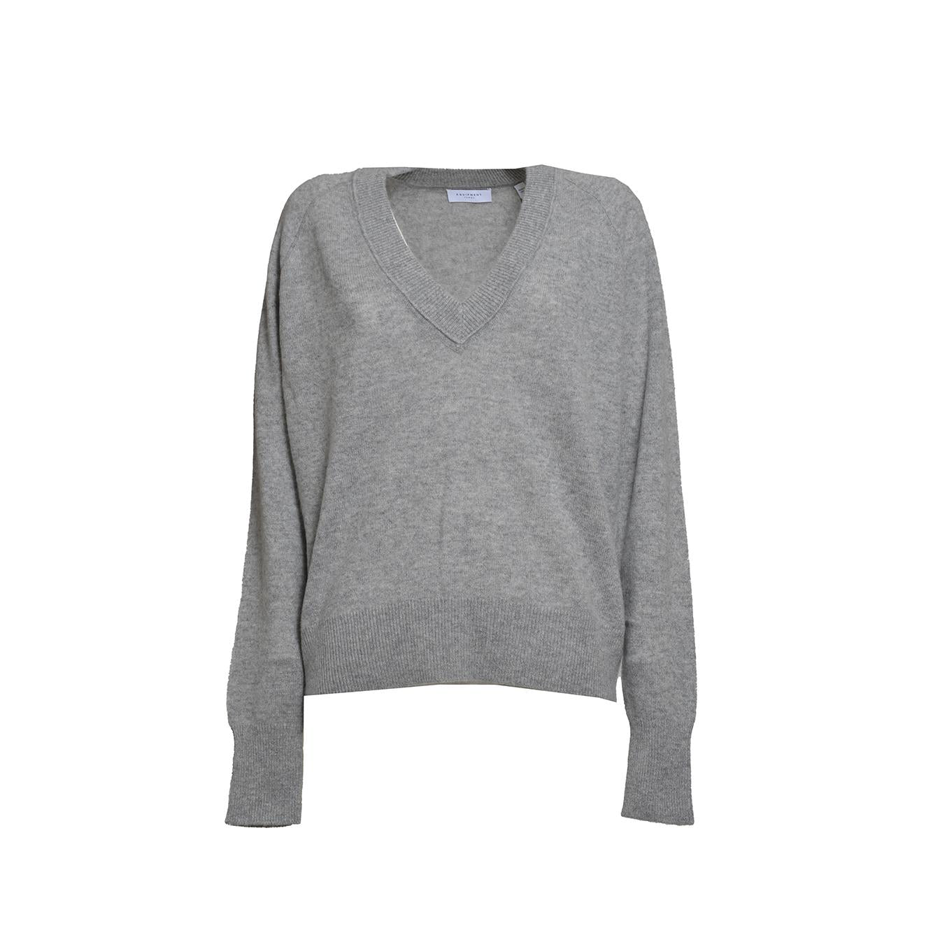 Pullover Madalene scollo a V in cashmere grigio Equipment 