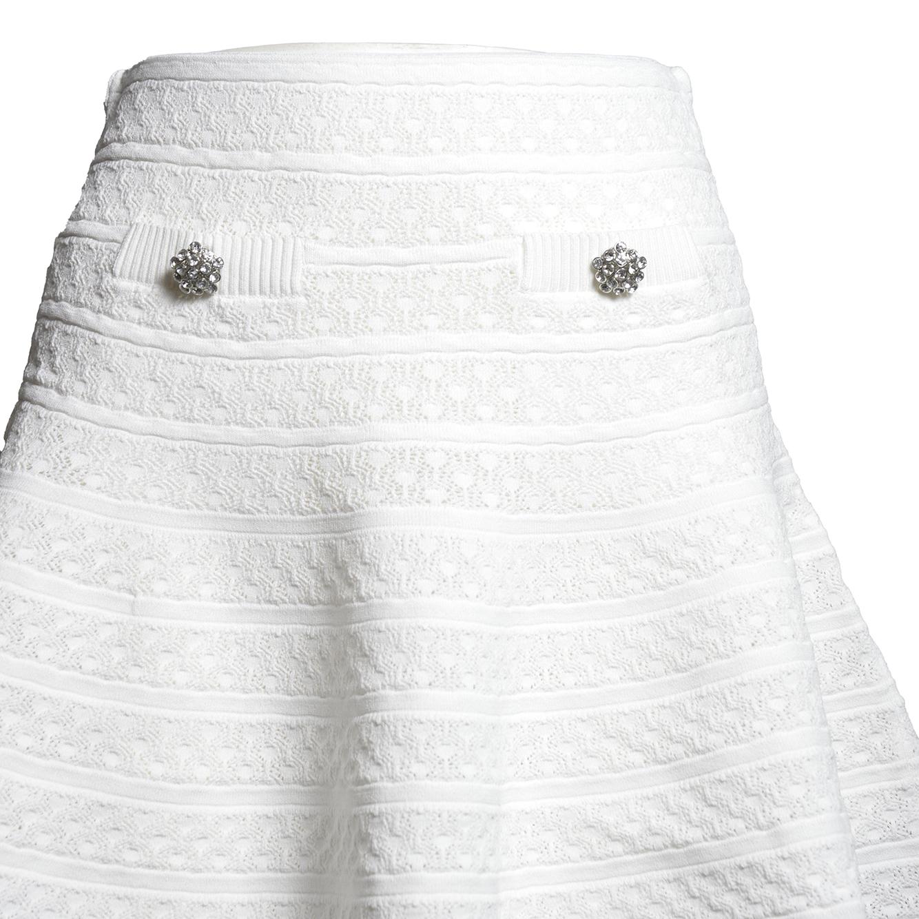 white pointelle knit mini skirt 