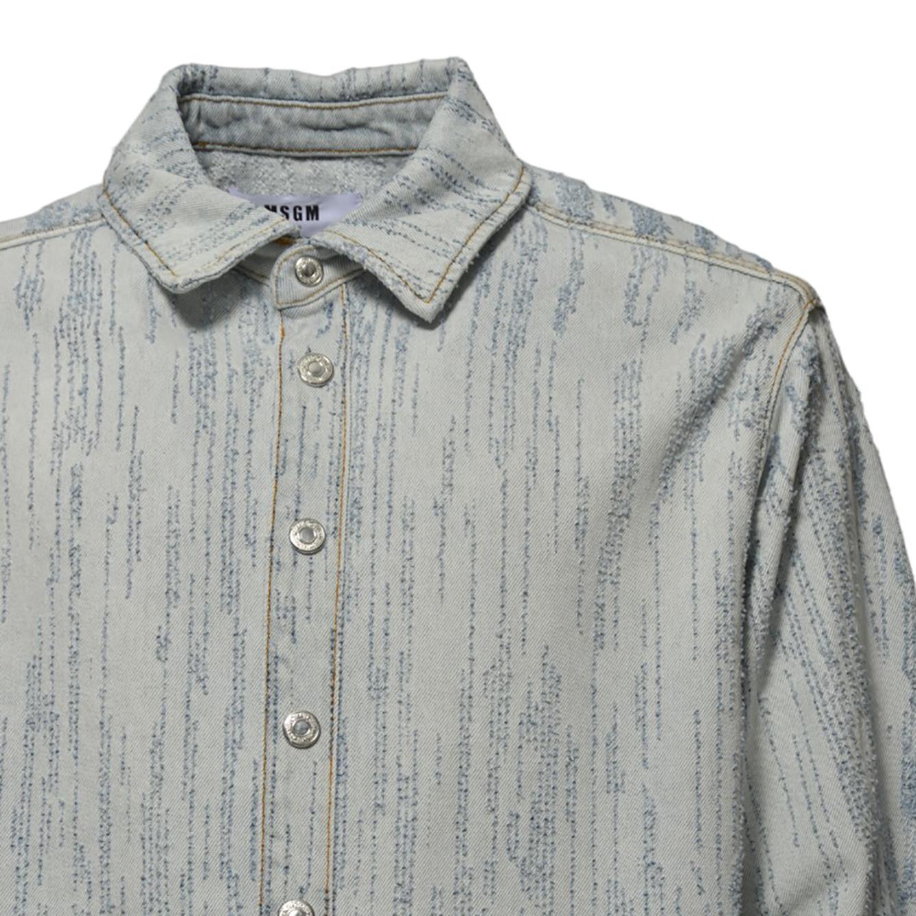 Camicia in denim azzurro con motivo rilievo MSGM 
