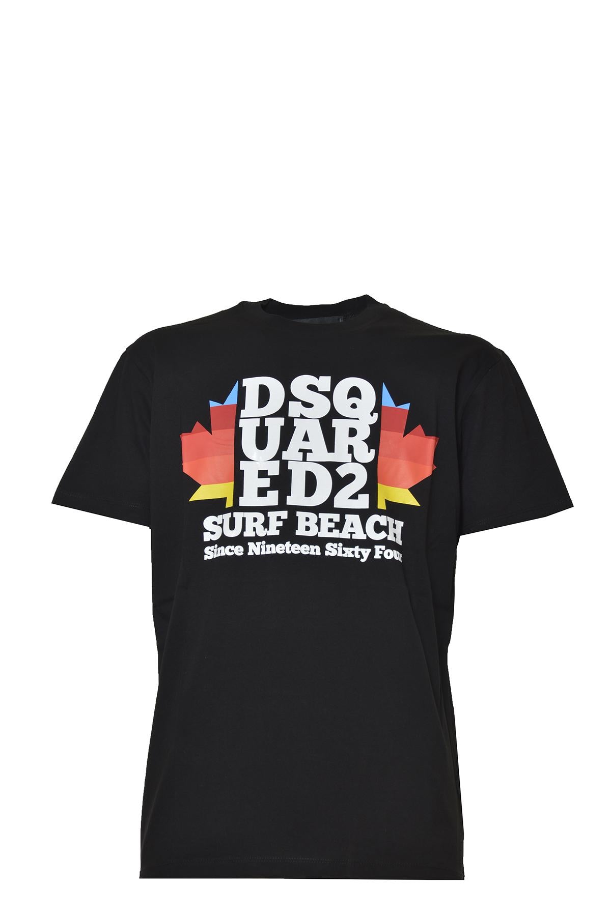 T-shirt D2 Surf Beach in cotone nero Dsquared2 