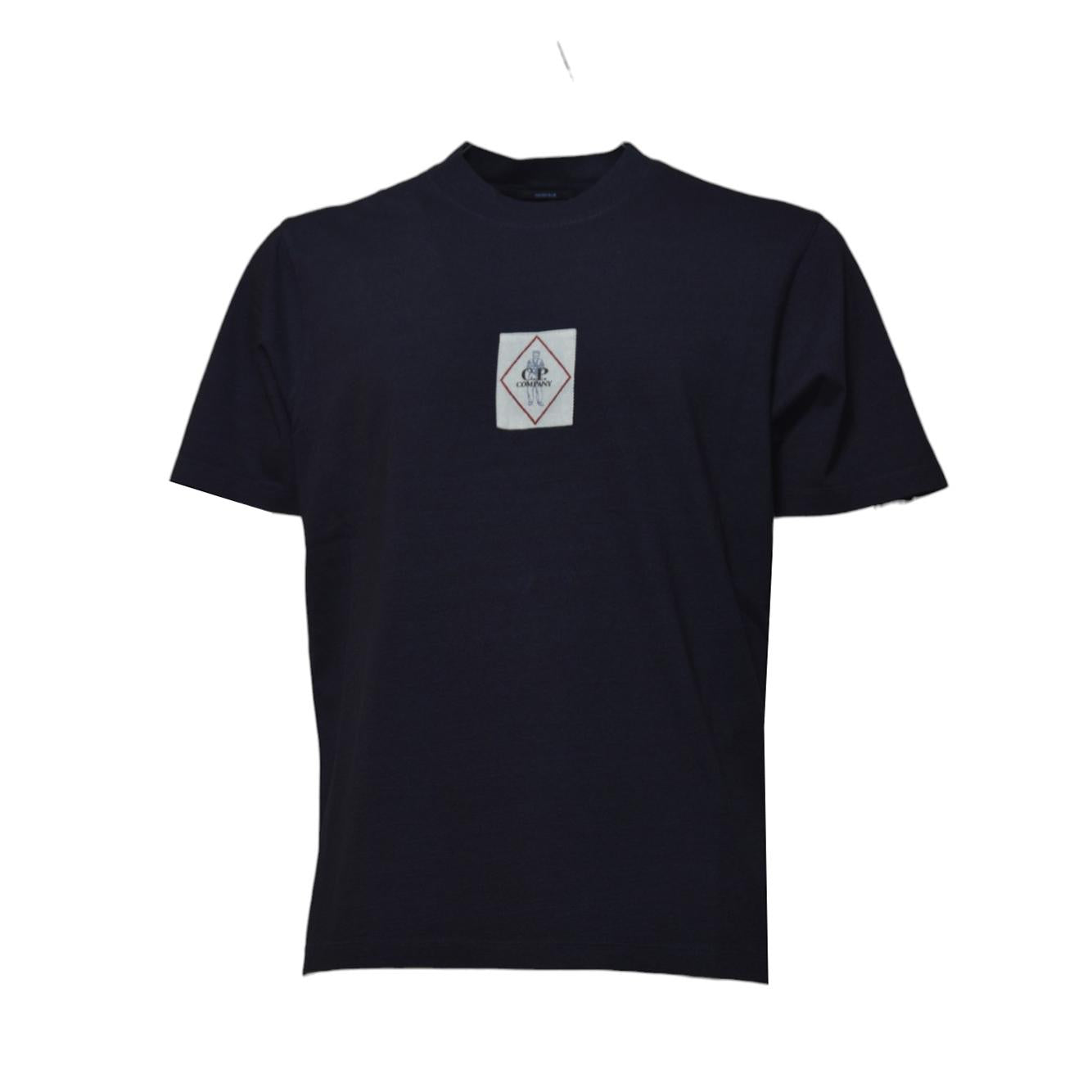 T-shirt Logo Jersey in cotone blu C.P. Company 