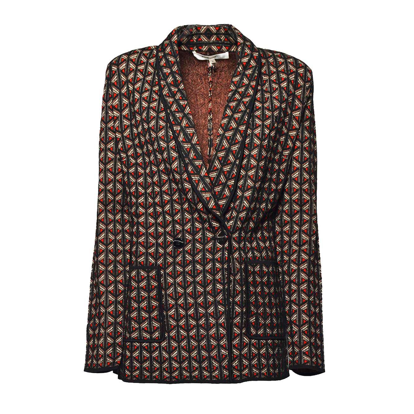 Giacca Trillian in lana motivo geometrico rosso Diane Von Furstenberg 