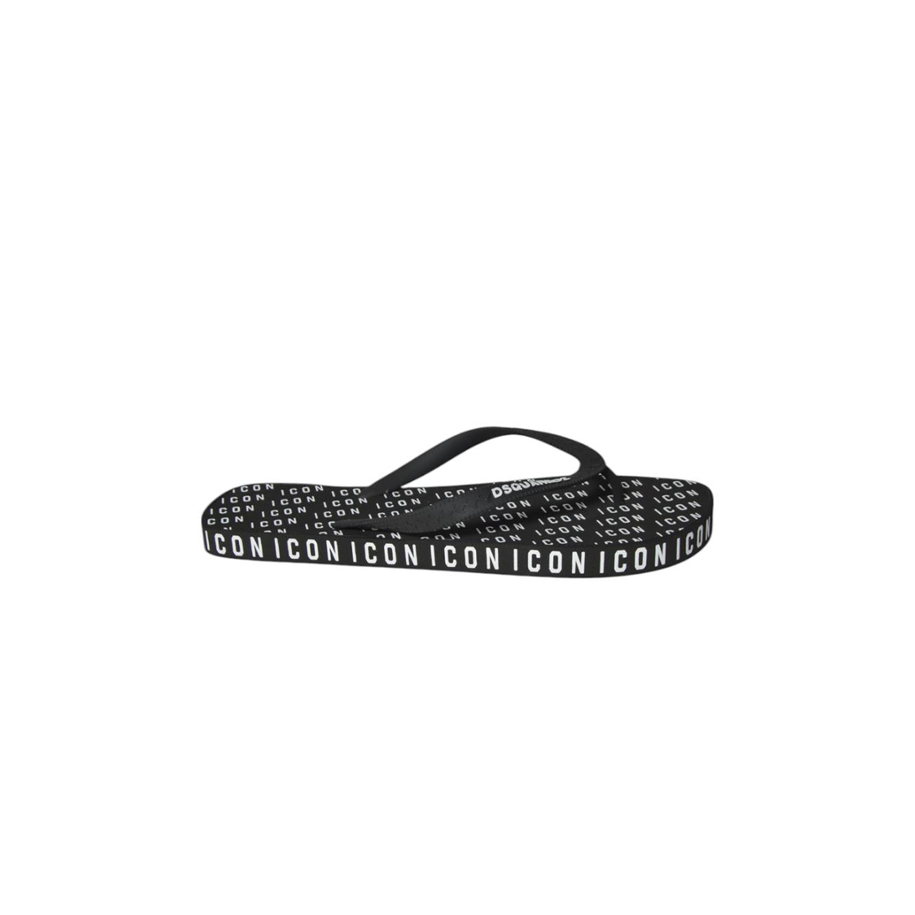 Infradito Logo in gomma nera Dsquared2 