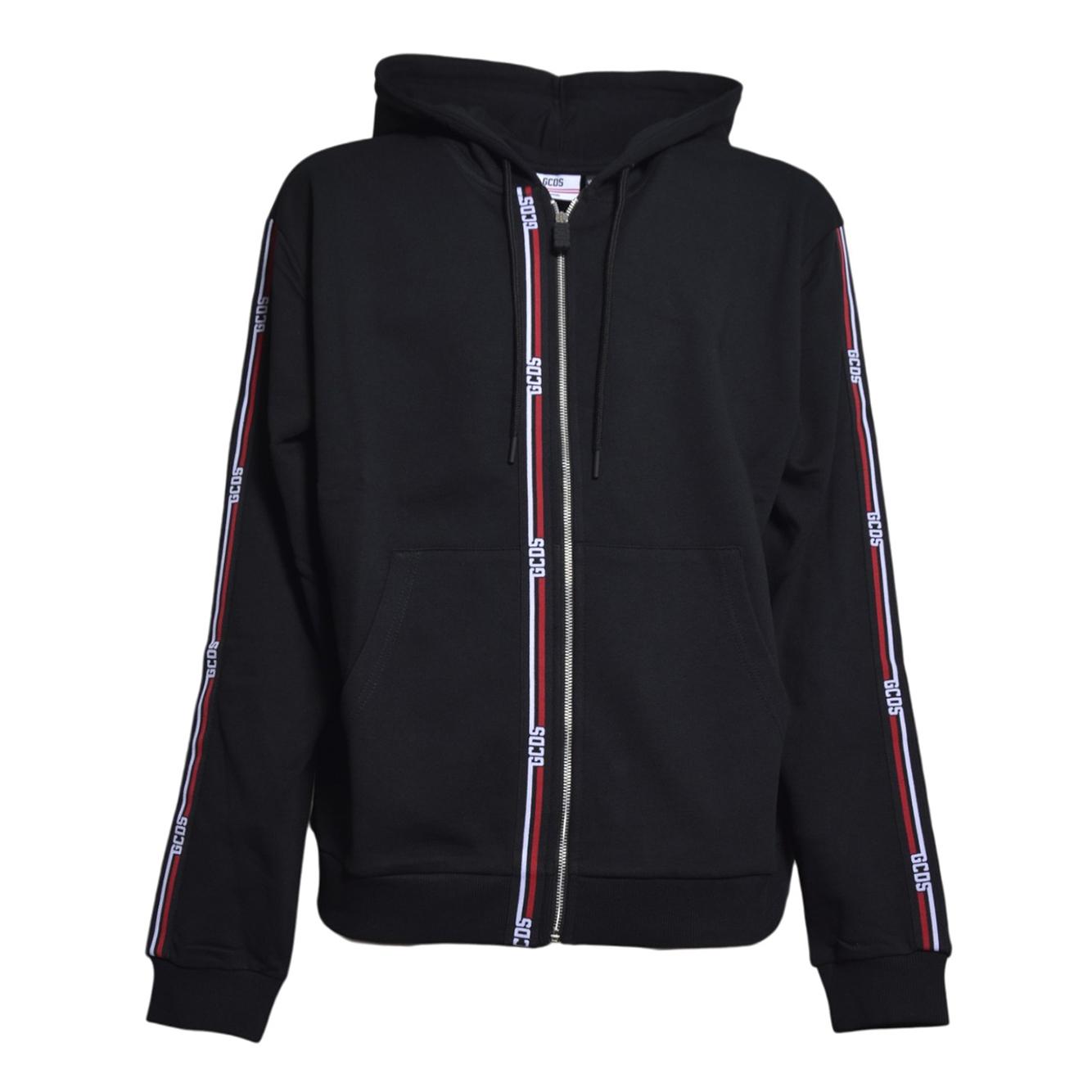 logo tape hoodie zip 