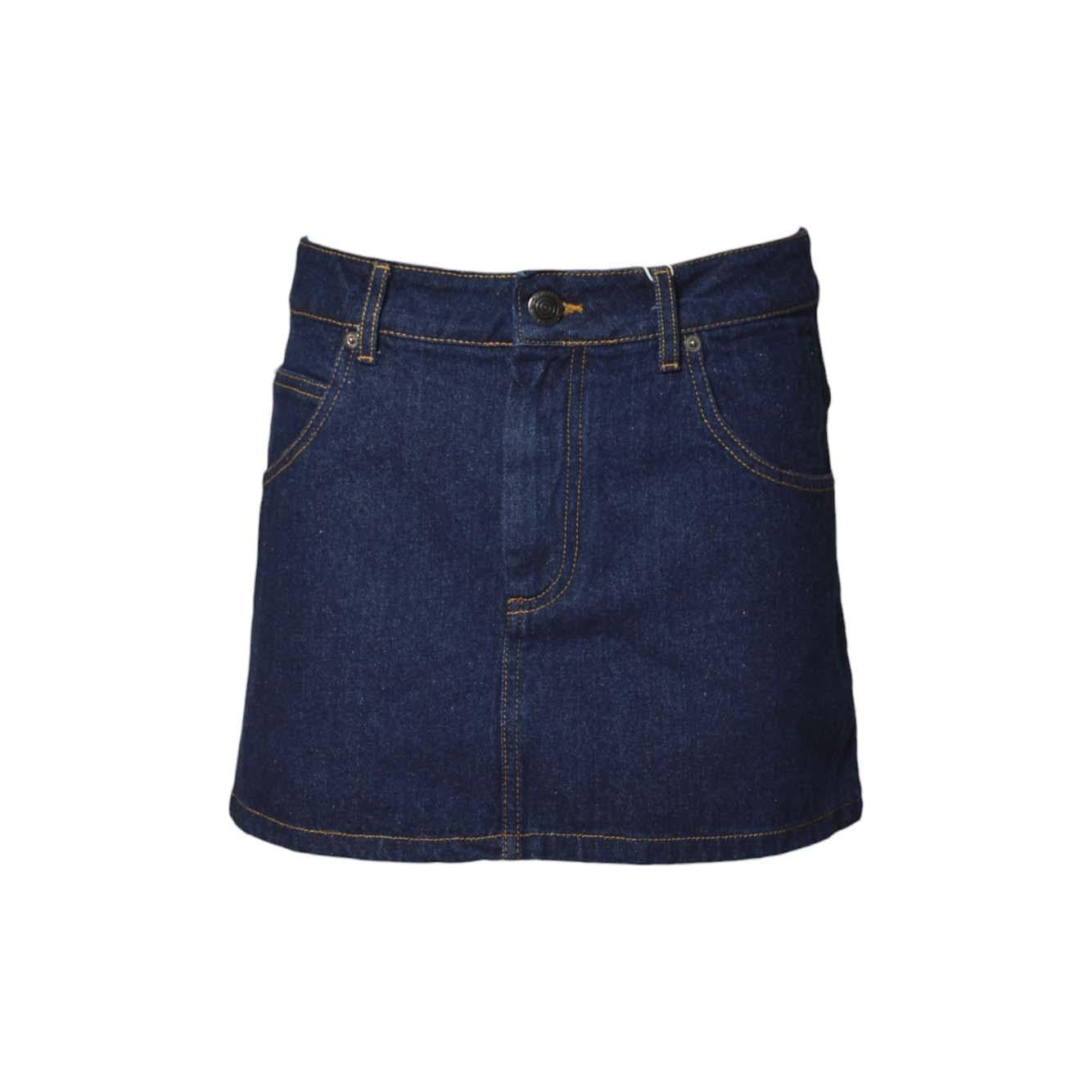 Minigonna in denim blu con patch maglia Charles Jeffrey Loverboy 