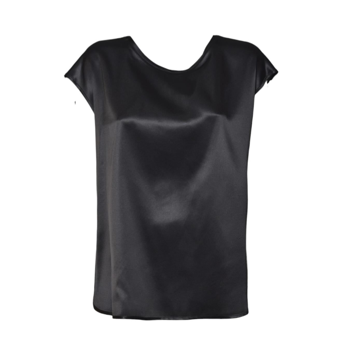 Top scollo posteriore in raso nero Solotre 